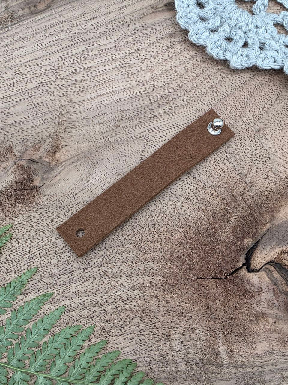 Handmade Faux Leather Labels with Snap Button, Brown