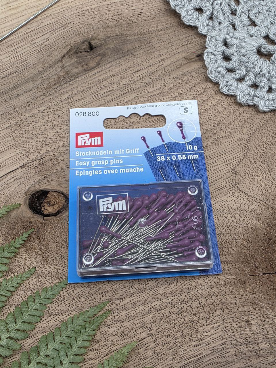 Prym Easy Grasp Pins – 38 × 0.58 mm | 10 g Box with Grip Head