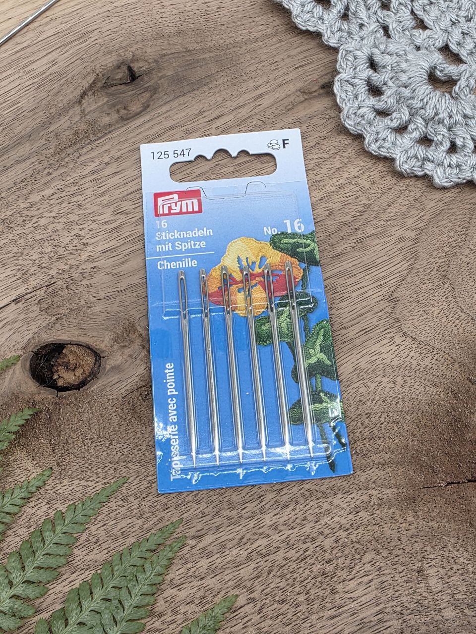 Prym Chenille Needles No. 16 – Sharp Point Embroidery Needles | 6 Pieces