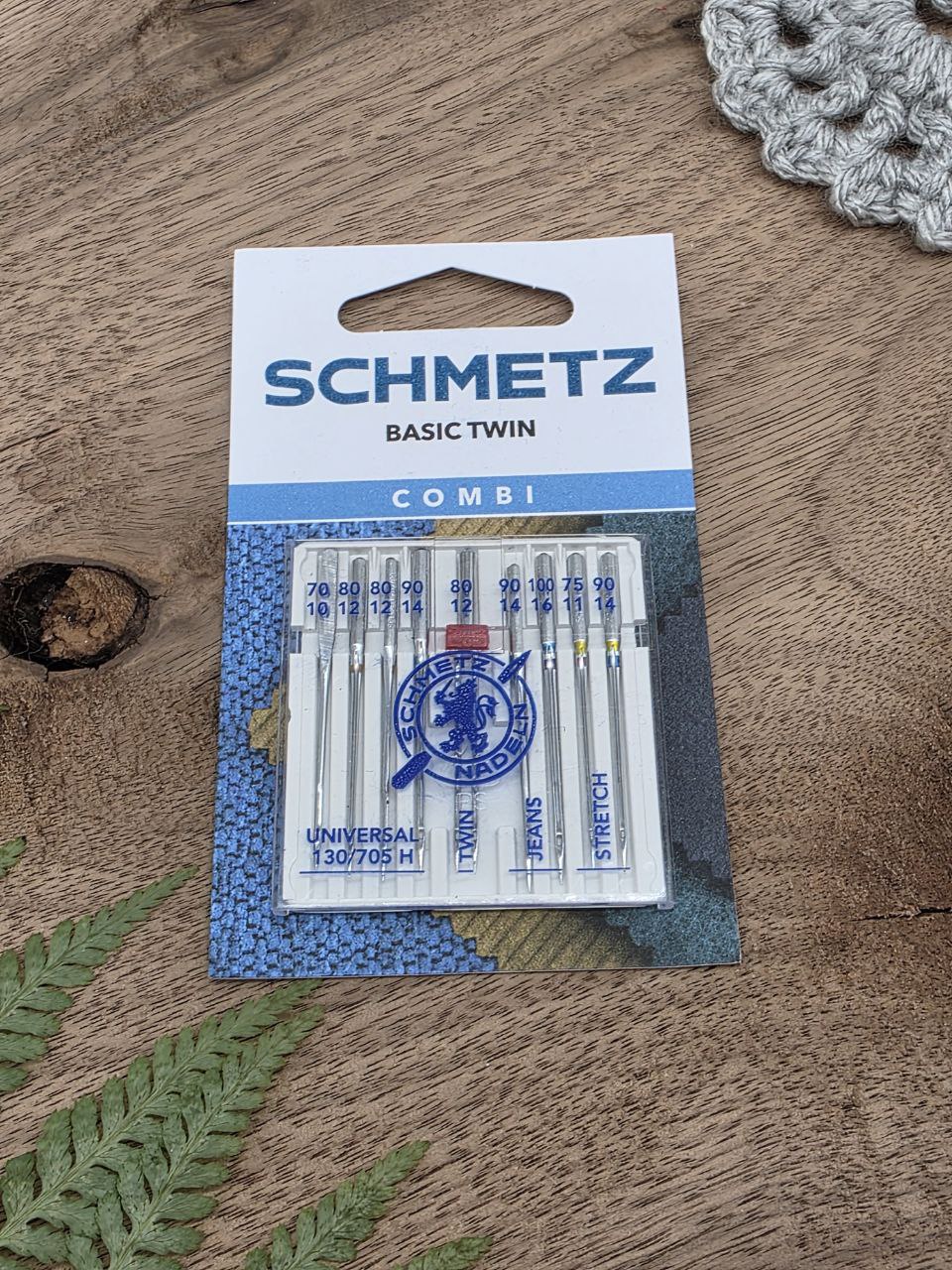 Schmetz Basic Twin Combi Sewing Machine Needles Set 130/705 H – Universal, Jeans, Stretch & Twin