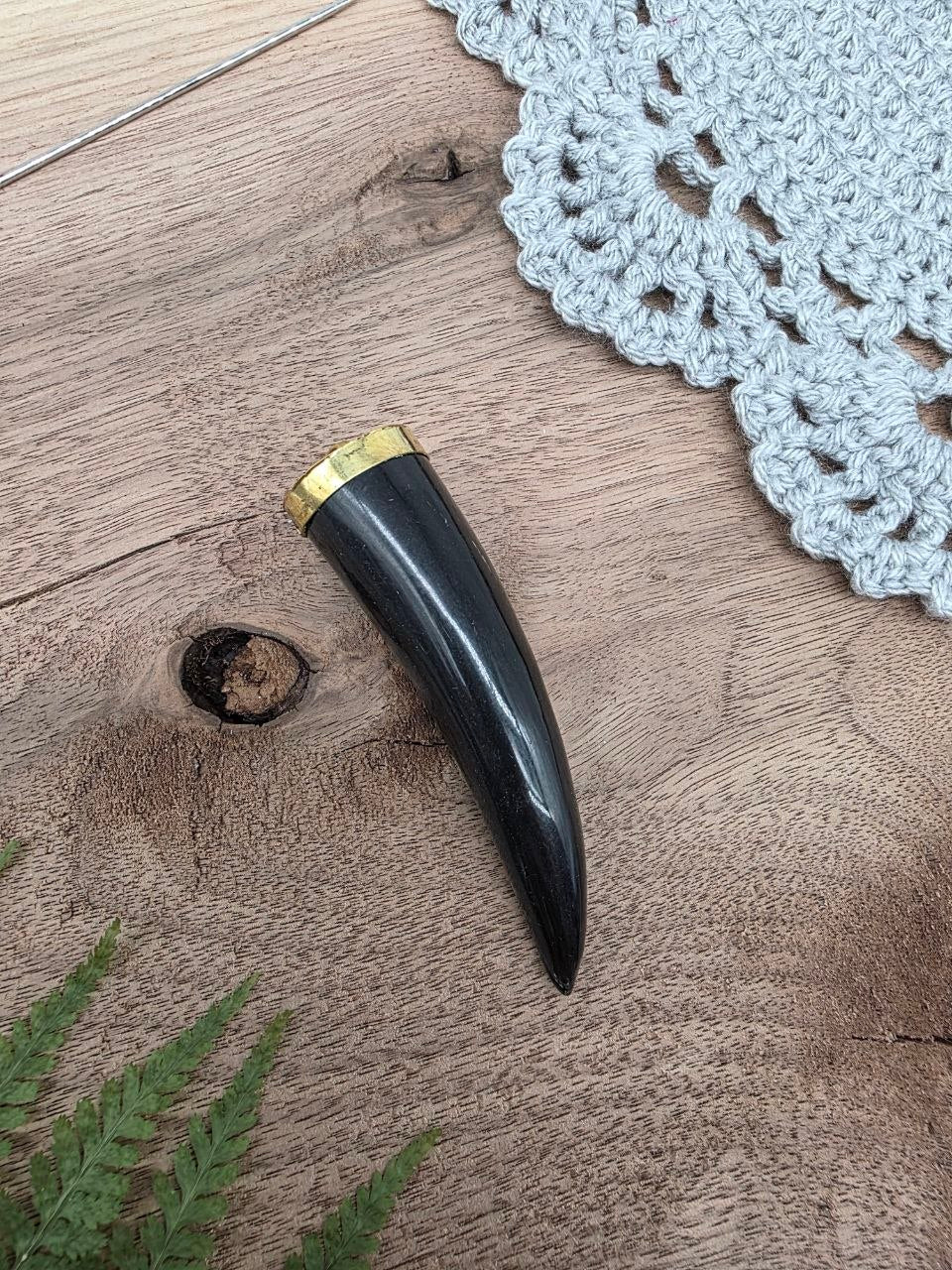 Large Black Horn Pendant – 8 cm