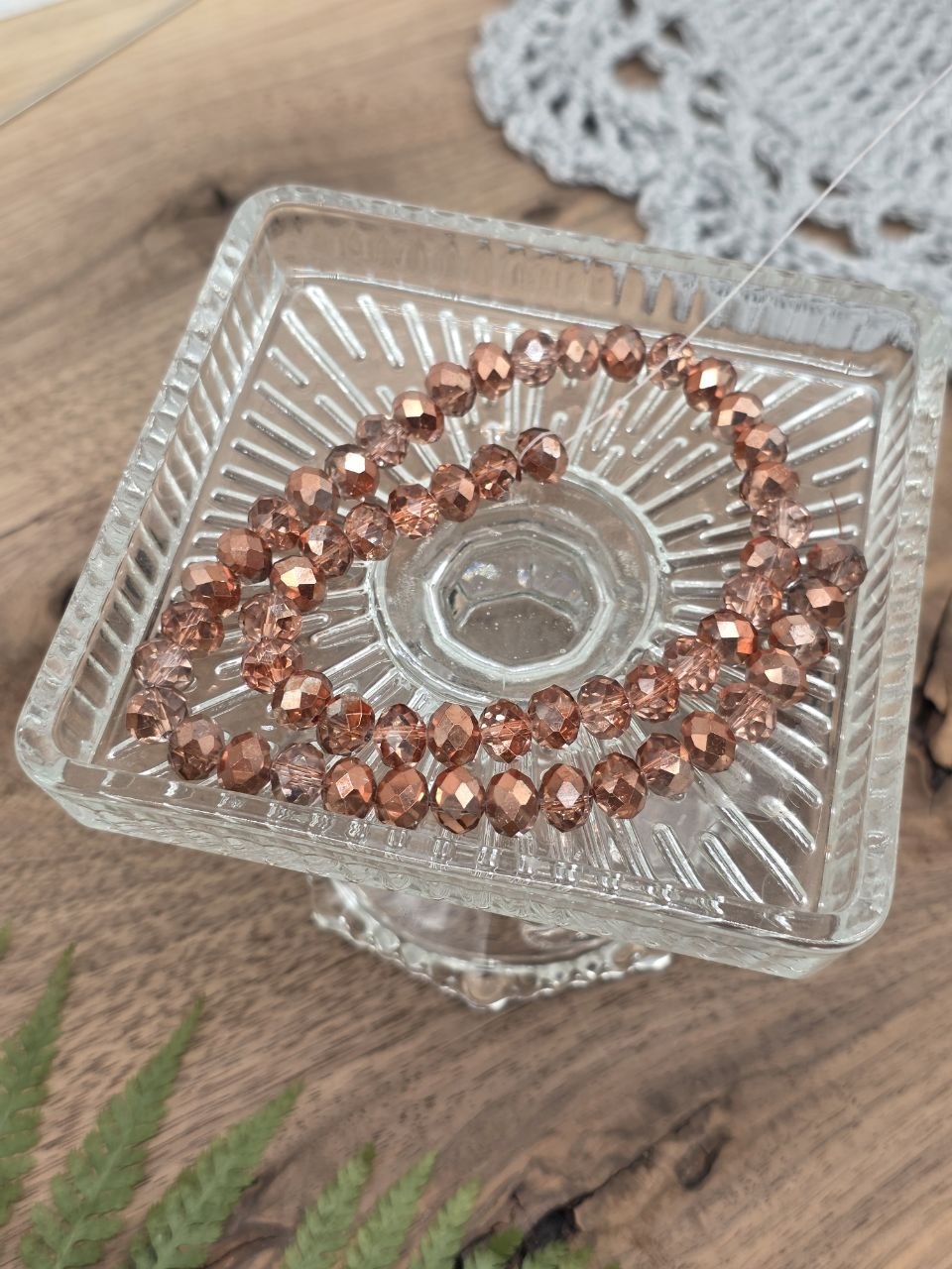 Faceted Glass Rondelle Beads 8 mm – Rose Gold