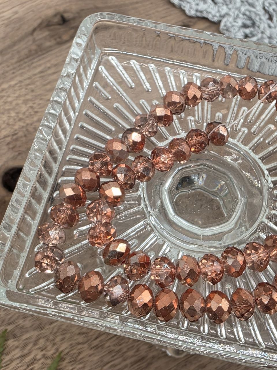 Faceted Glass Rondelle Beads 8 mm – Rose Gold
