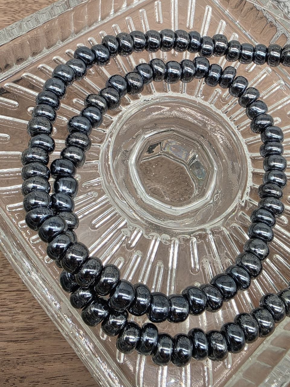 Glass Rondelle Beads – Metallic Hematite – 6 mm – Approx. 100 pcs