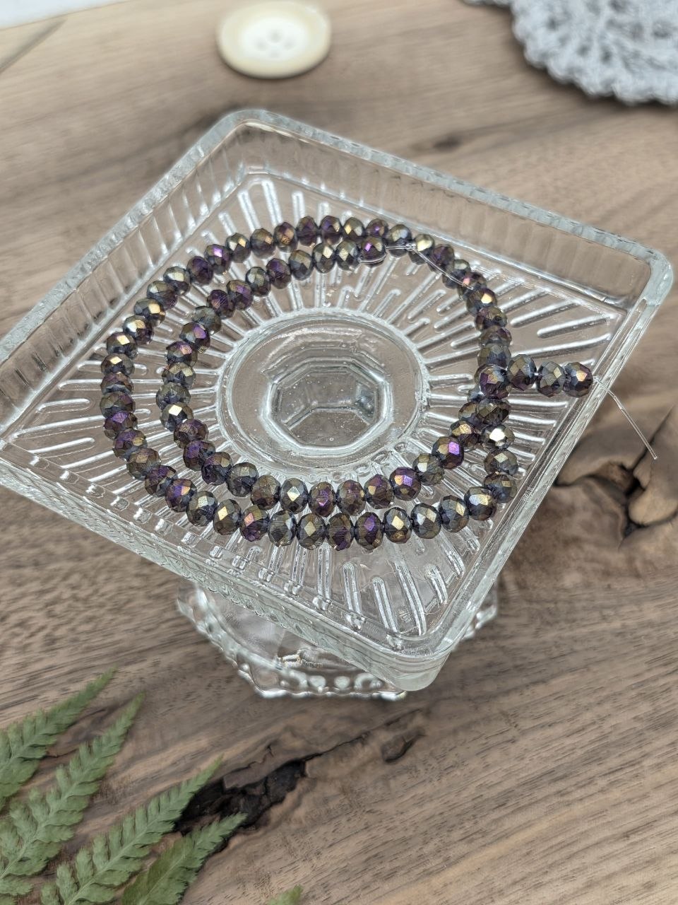 Faceted Glass Rondelle Beads 6 mm – Purple Iris Metallic, 80 pcs