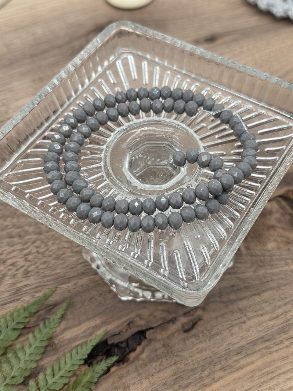 Faceted Glass Rondelle Beads 6 mm – Wolf Grey, 80 pcs