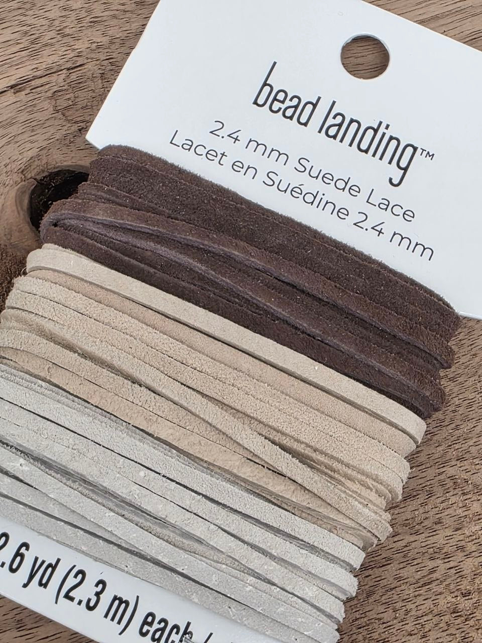 Bead Landing Genuine Flat Leather Cords – Mushroom Grove, Limestone & Morning Fog – 2.4 mm – 3 × 2.3 m
