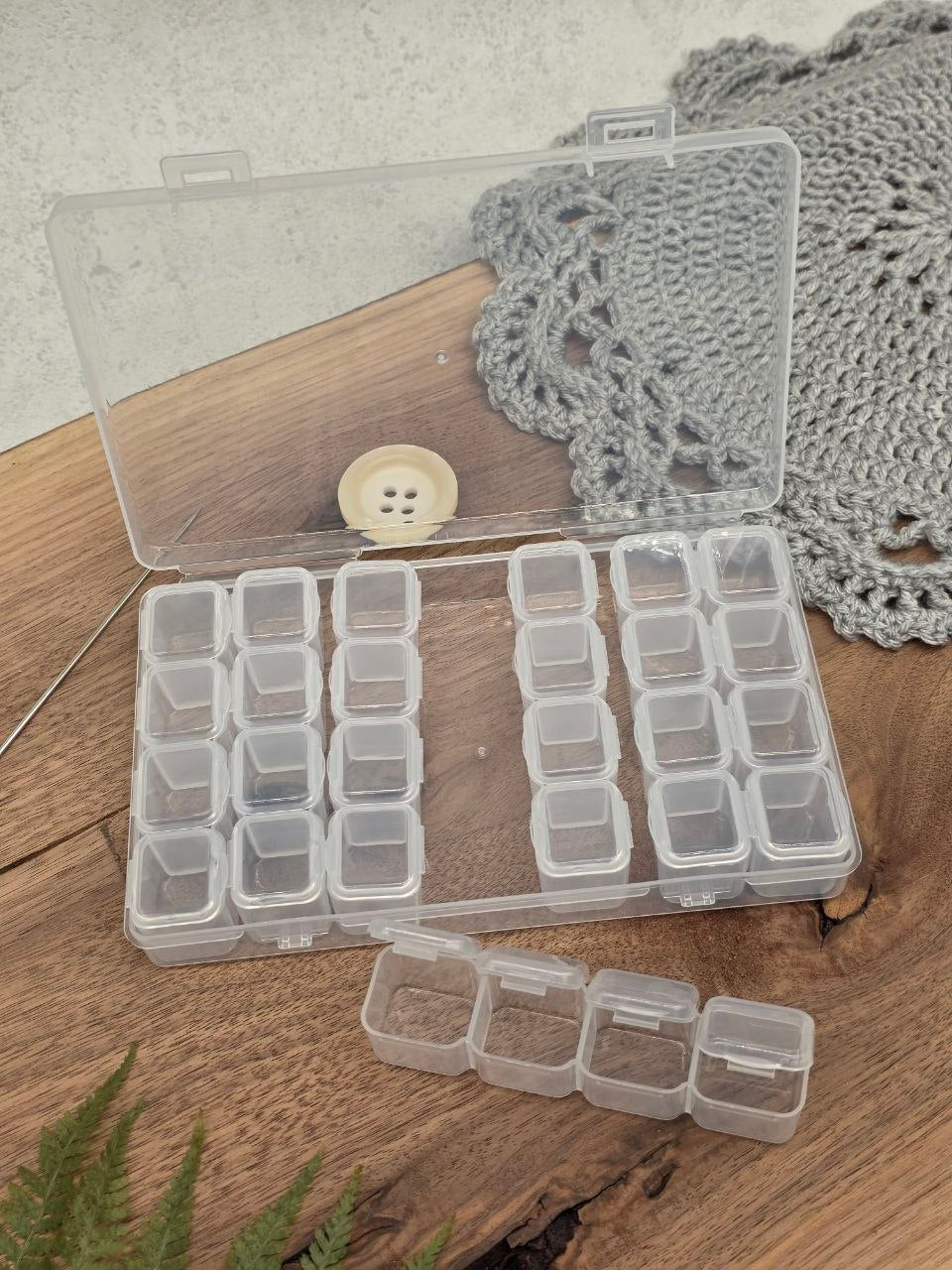28-Compartment Storage Organizer Box | Removable Containers | 17 × 10.5 × 2.5 cm
