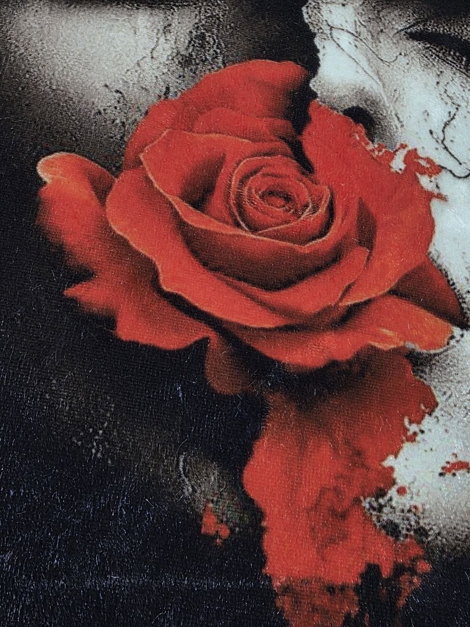 Velvet Crimson Rose Portrait Appliqué Patch 26.5 × 17.5 cm