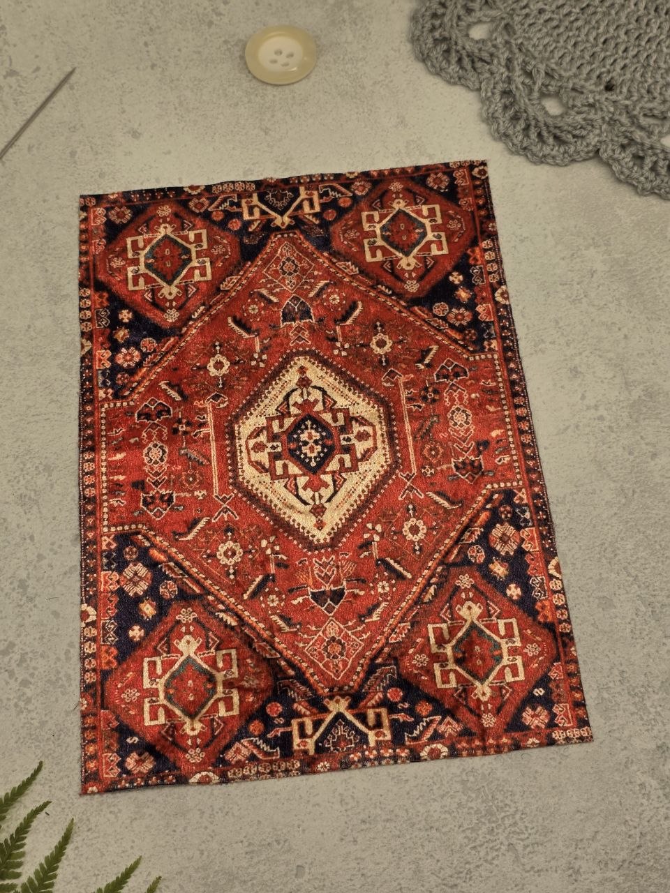 Velvet Persian Rug Appliqué Patch 26.5 × 17.5 cm