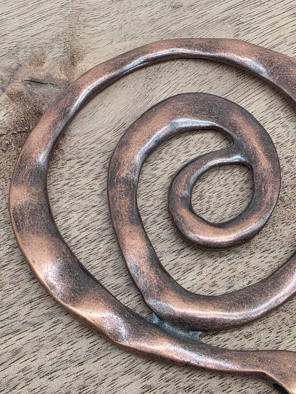 Large Spiral Statement Pendant – Antique Copper Finish – 7.5 × 7.5 cm