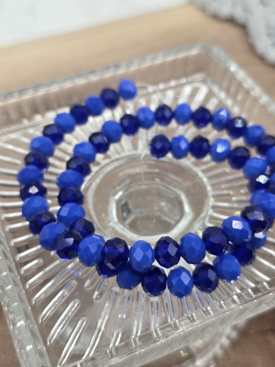 Faceted Glass Beads "Sapphire Night" – 8 mm (60 pcs)