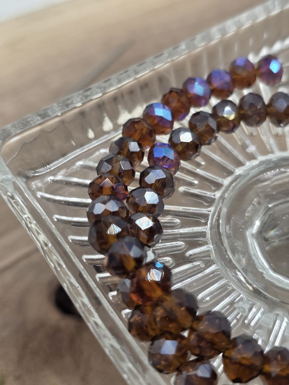 Faceted Glass Beads "Emberwood" – 8 mm (60 pcs)
