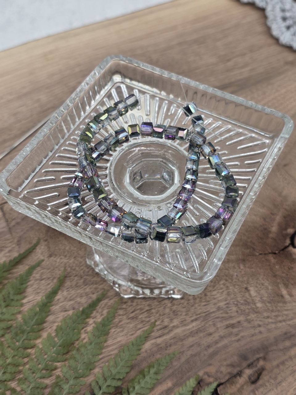Natural Quartz Faceted Cube Beads 6 mm – Aurora Veil – 60 Pcs