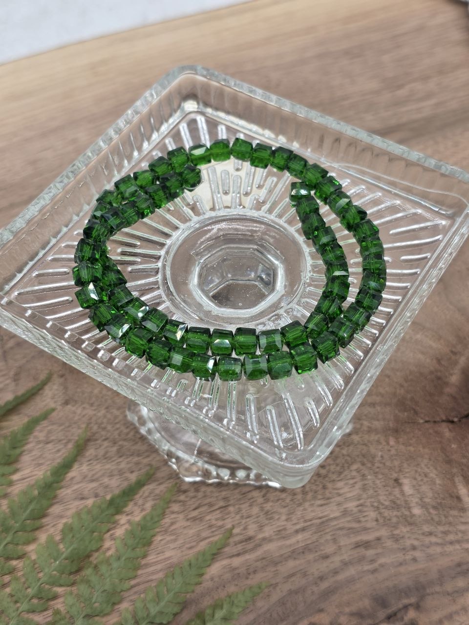 Natural Quartz Faceted Cube Beads 6 mm – Emerald Grove – 60 Pcs