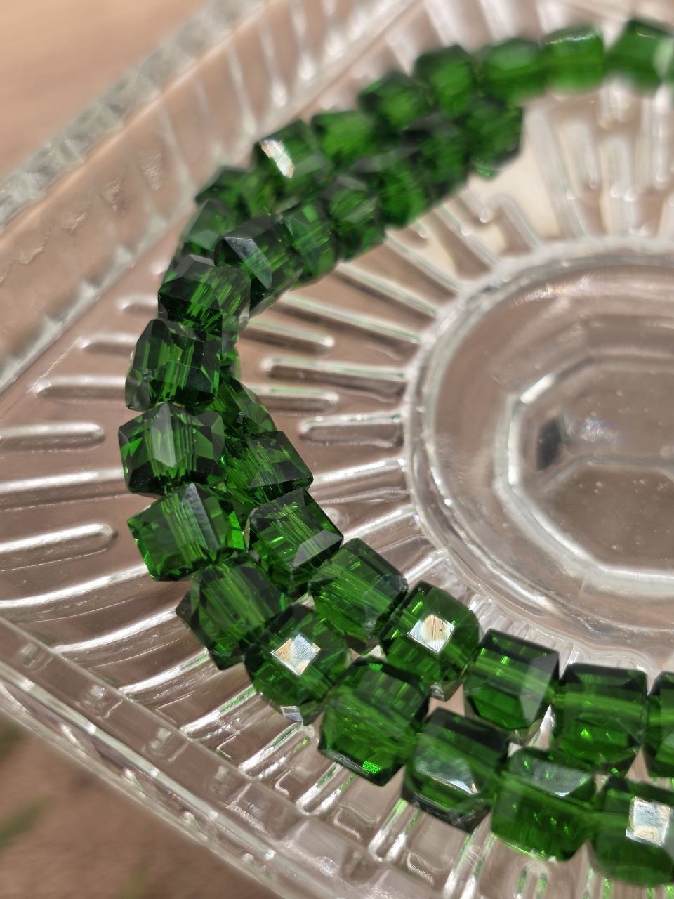 Natural Quartz Faceted Cube Beads 6 mm – Emerald Grove – 60 Pcs