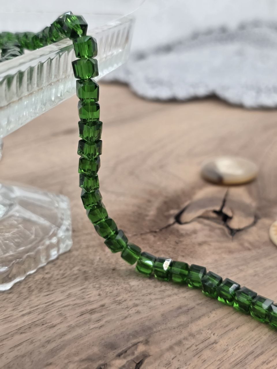 Natural Quartz Faceted Cube Beads 6 mm – Emerald Grove – 60 Pcs