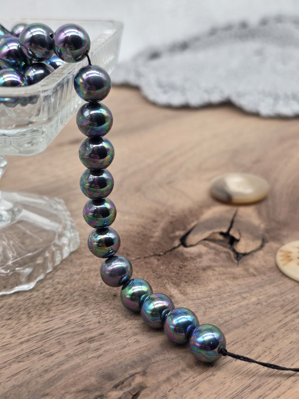 Majorca Pearl Beads 10 mm – Midnight Aurora – 40 Pcs