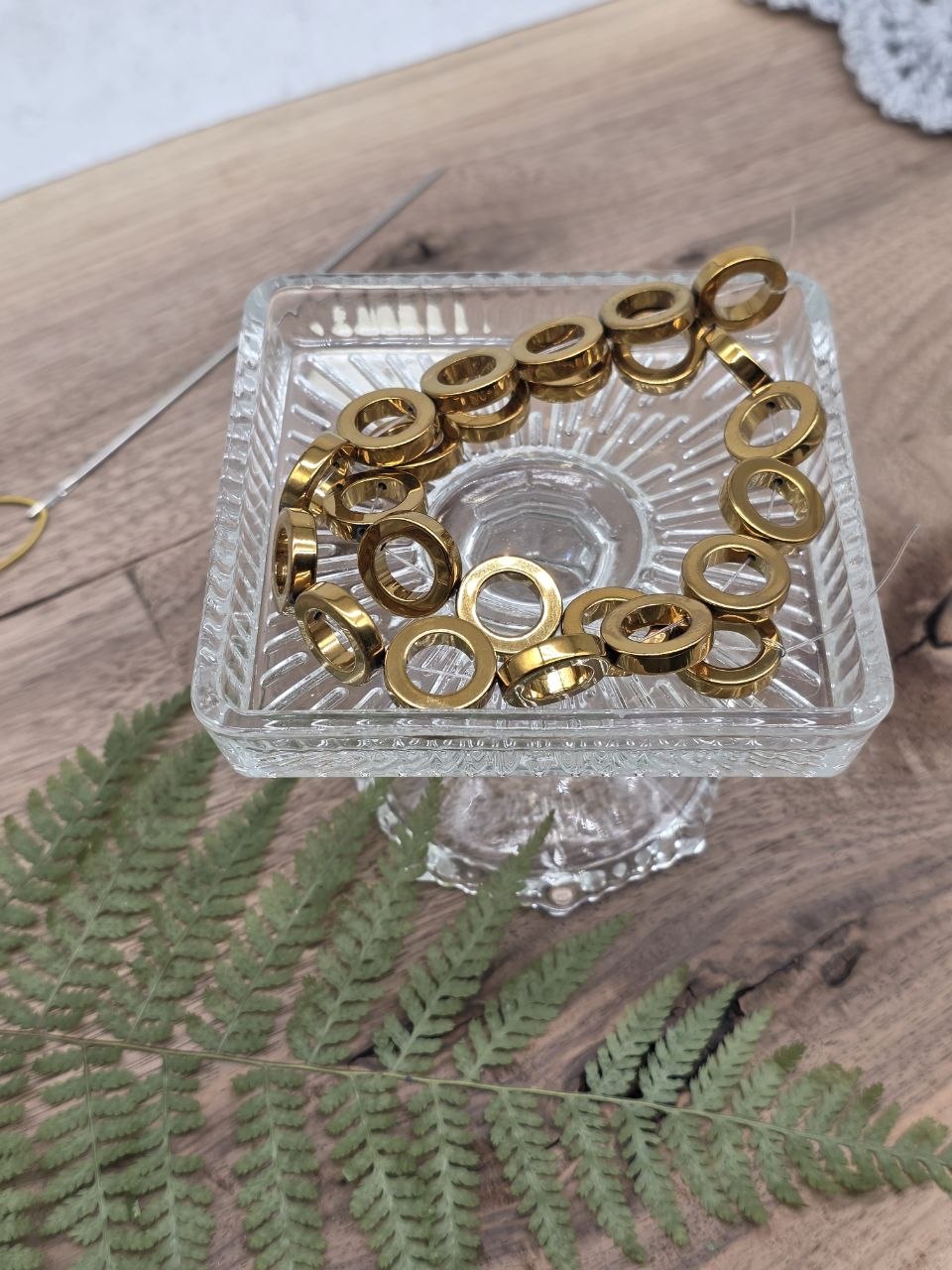 Golden Halo Hematite Ring Beads – 16 mm