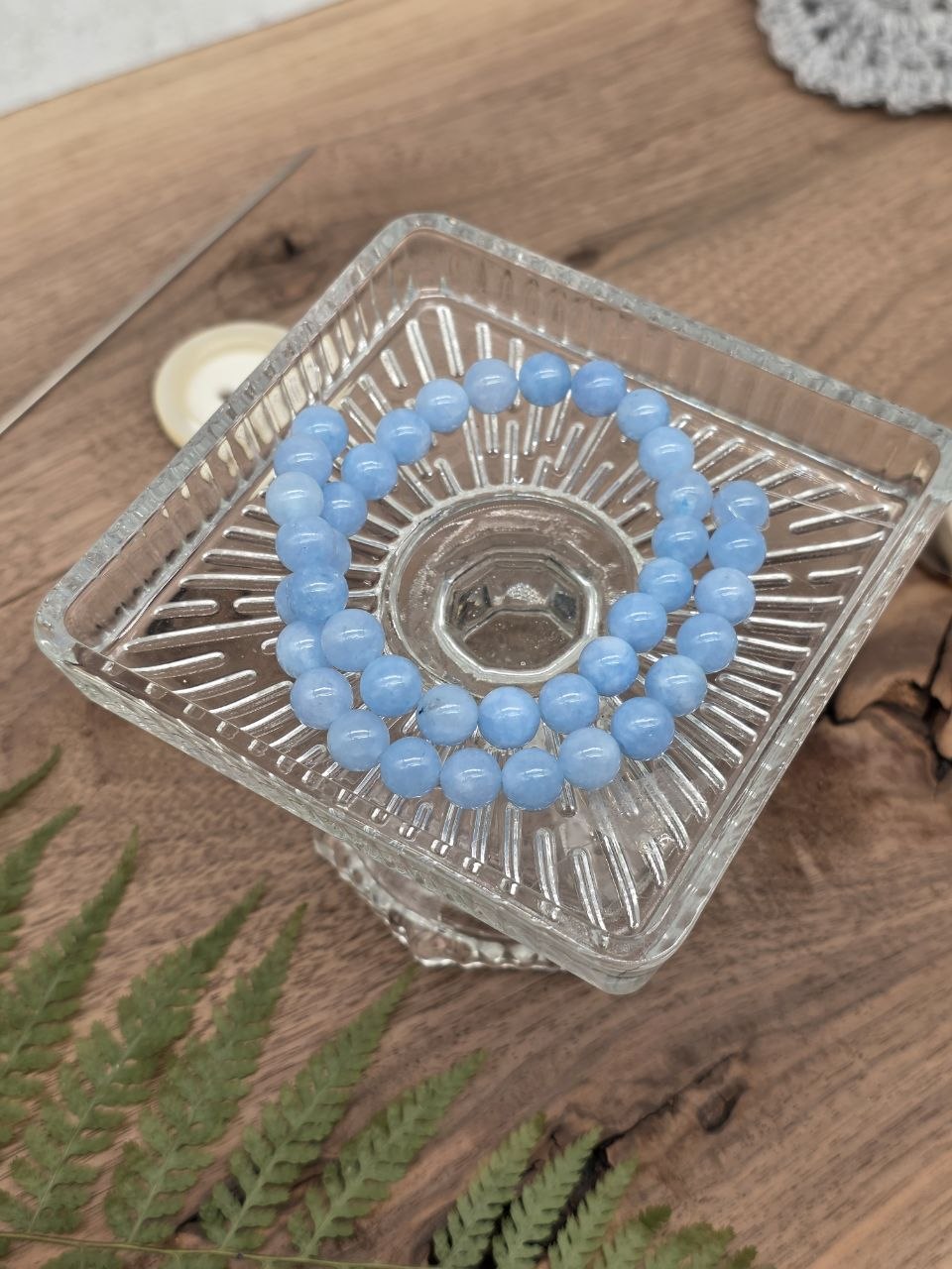 Natural Aquamarine Round Beads – 8 mm, 40 pcs