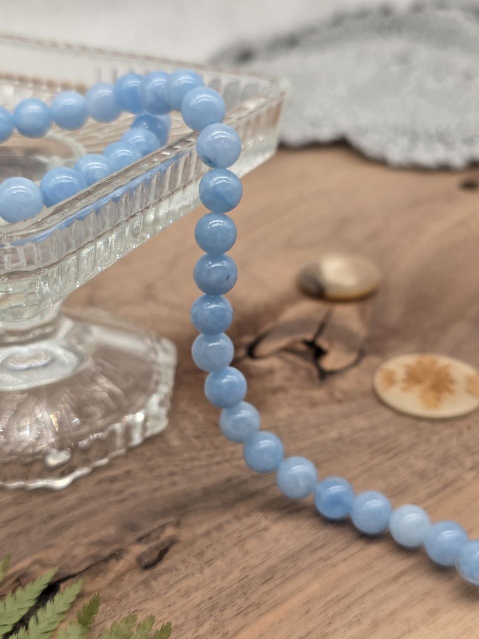 Natural Aquamarine Round Beads – 8 mm, 40 pcs
