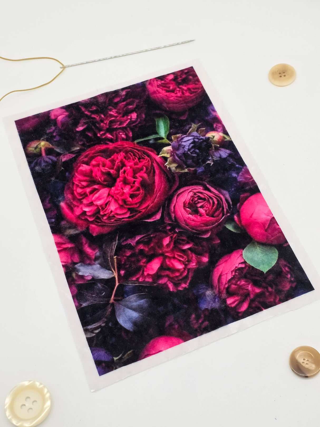 Velvet Sew-on Applique Peonies