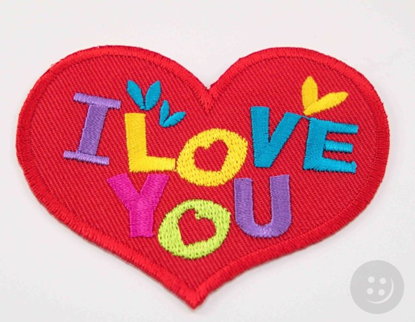 I love you Colorful Heart-Shaped Iron-On Patch. 7,5 x 6 cm