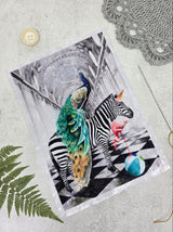 Velvet Sew-on Applique Peacock and zebra