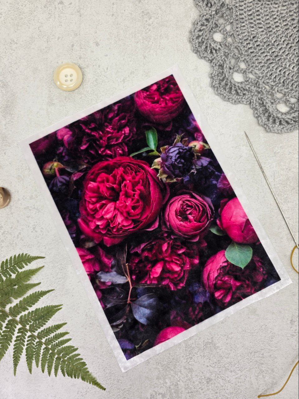 Velvet Sew-on Applique Peonies