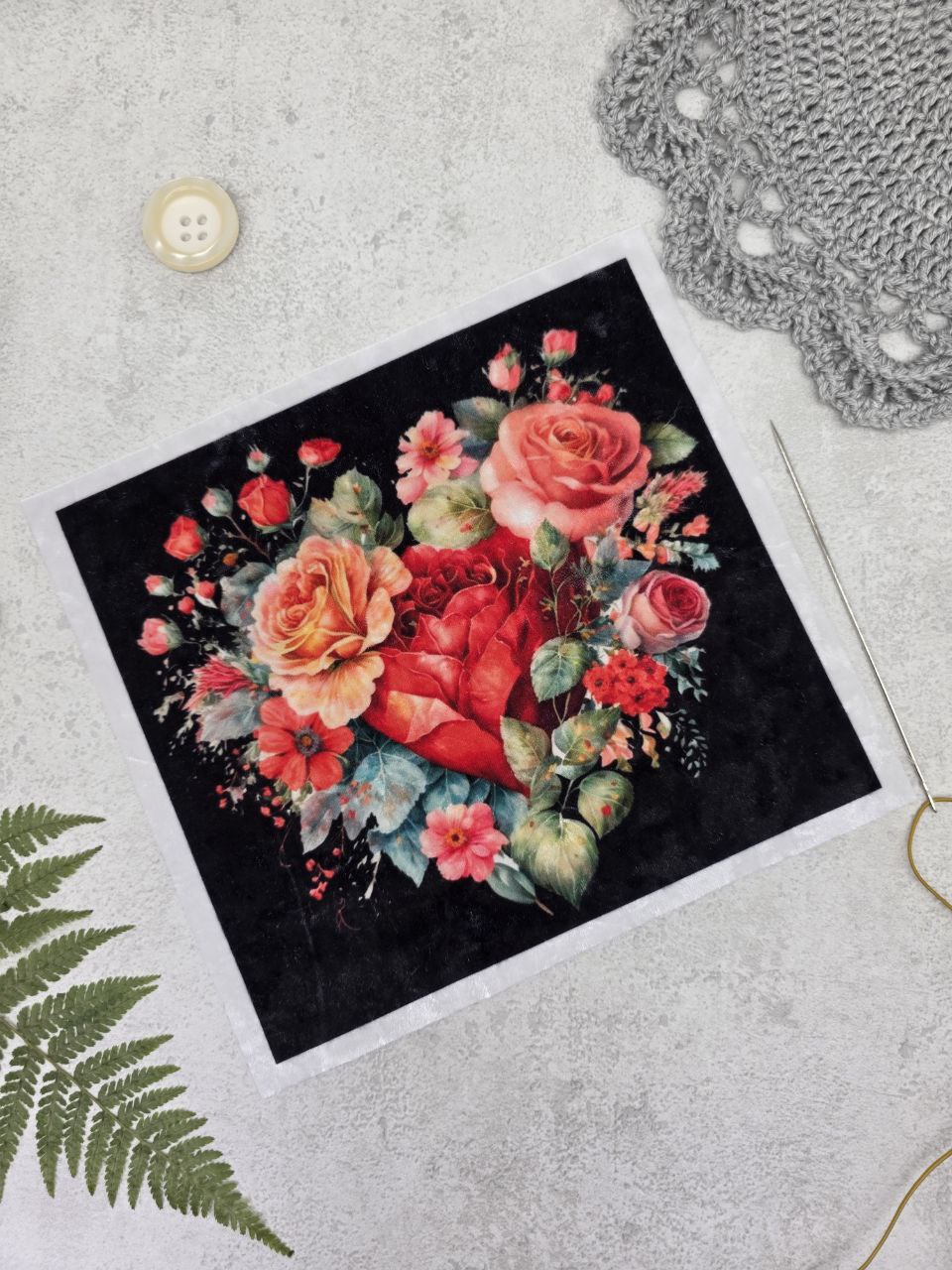 Velvet Sew-on Applique Peacock and zebra Heart with Flowers