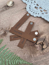 Handmade Faux Leather Labels with Snap Button, Brown