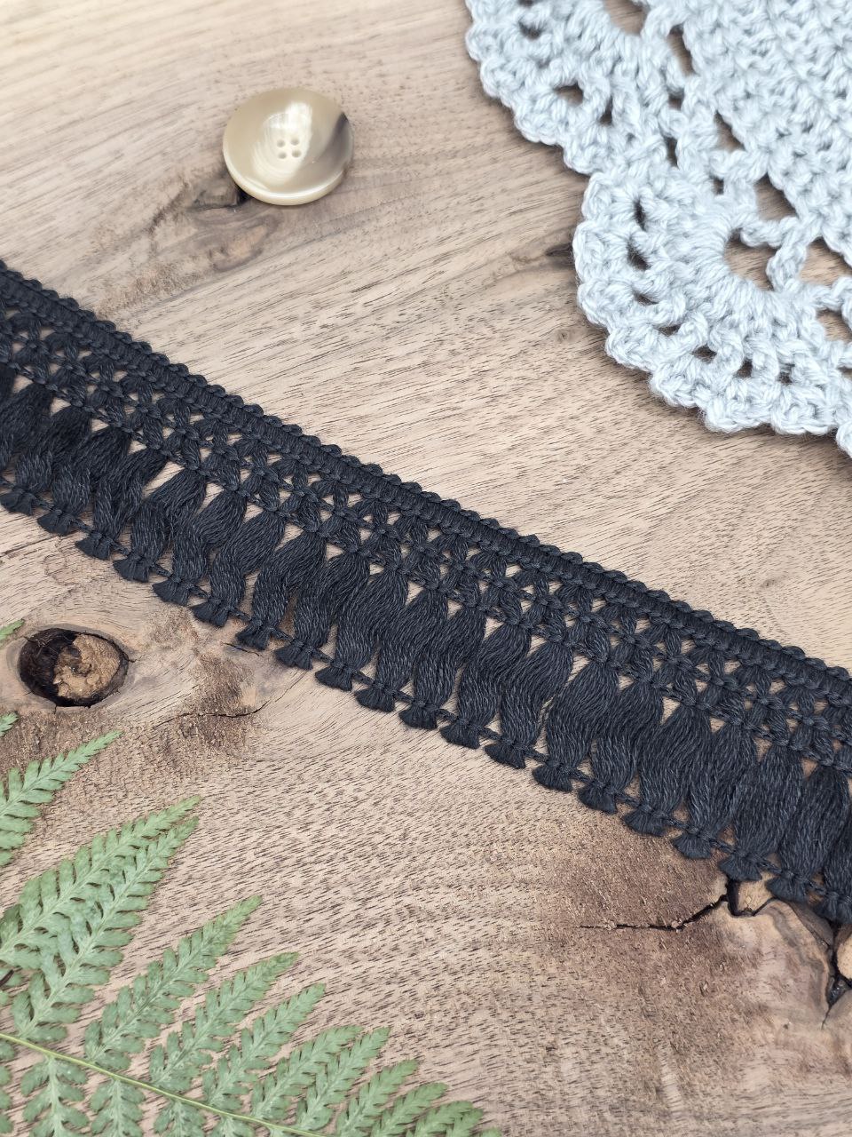 Black Cotton Fringe Trim