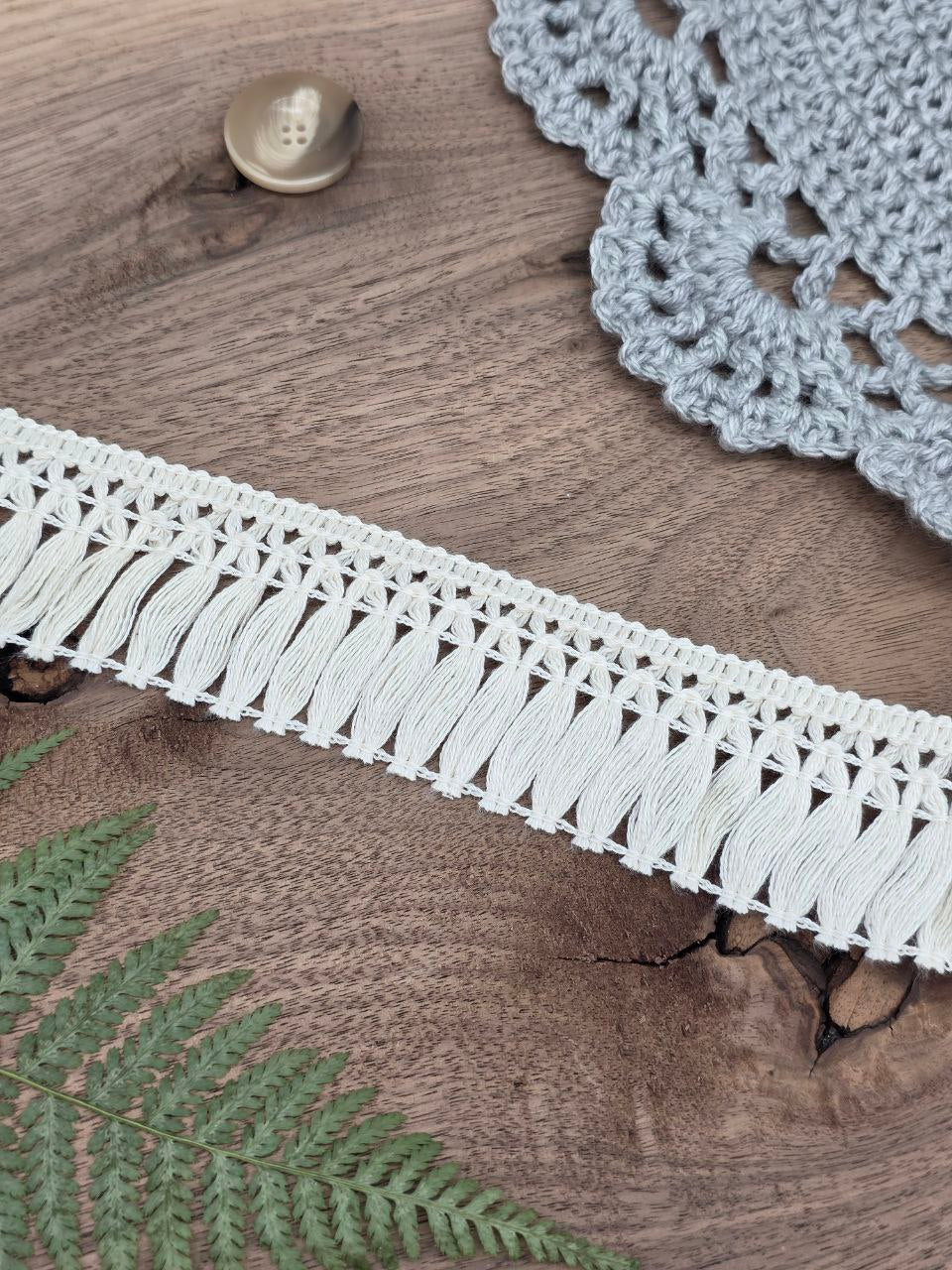 Beige Cotton Fringe Trim