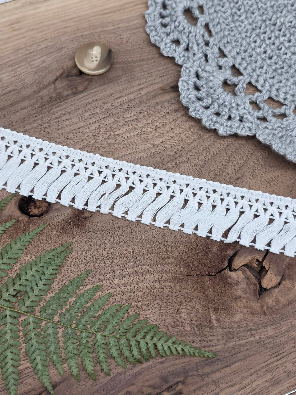 White Cotton Fringe Trim