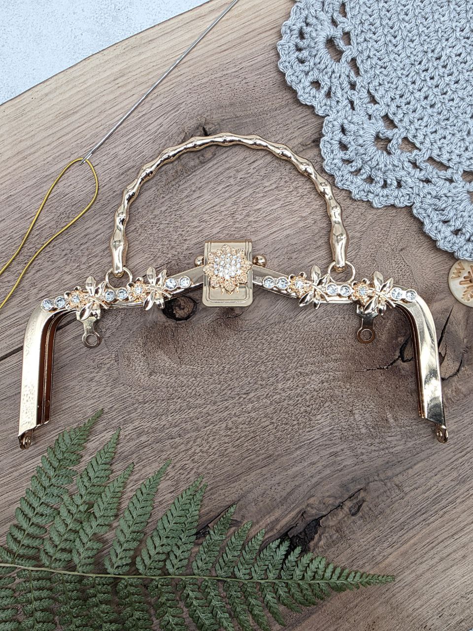 Decorative Gold Metal Bag Frame with Handle