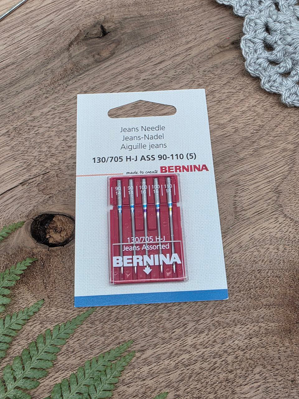 Bernina Jeans Sewing Machine Needles 130/705 H-J Assorted 90–110 (Pack of 5)