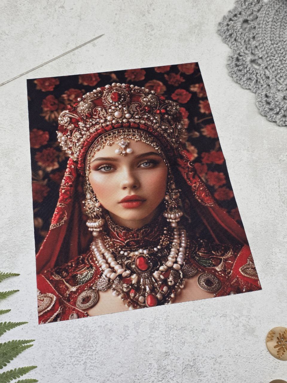 Velvet Art Patch 19 × 28 cm – Ethnic Queen Decorative Applique