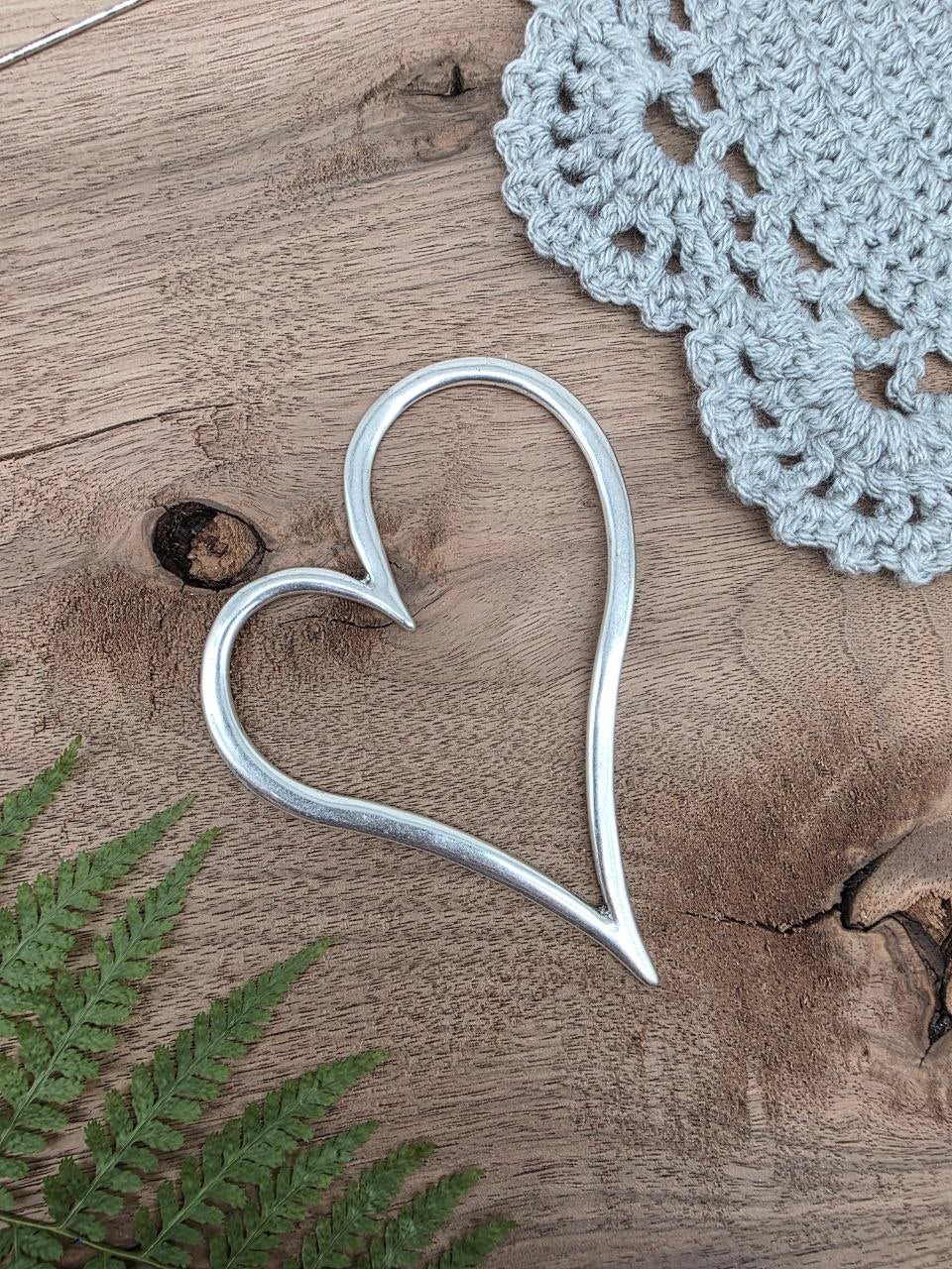 Heart Statement Charm Siver Matte