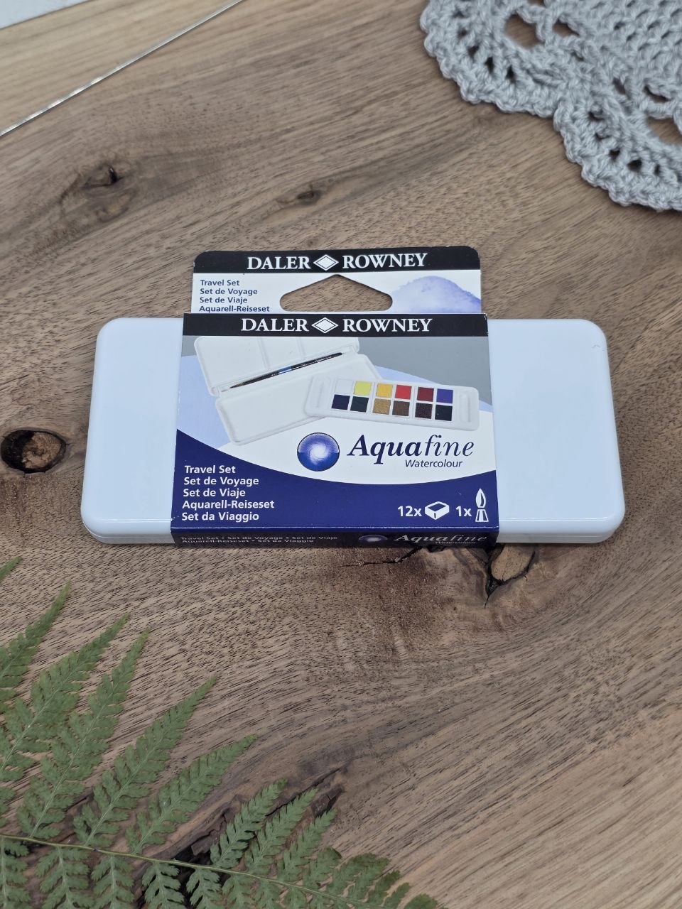 Daler-Rowney Aquafine Watercolour Travel Set – 12 Half Pans
