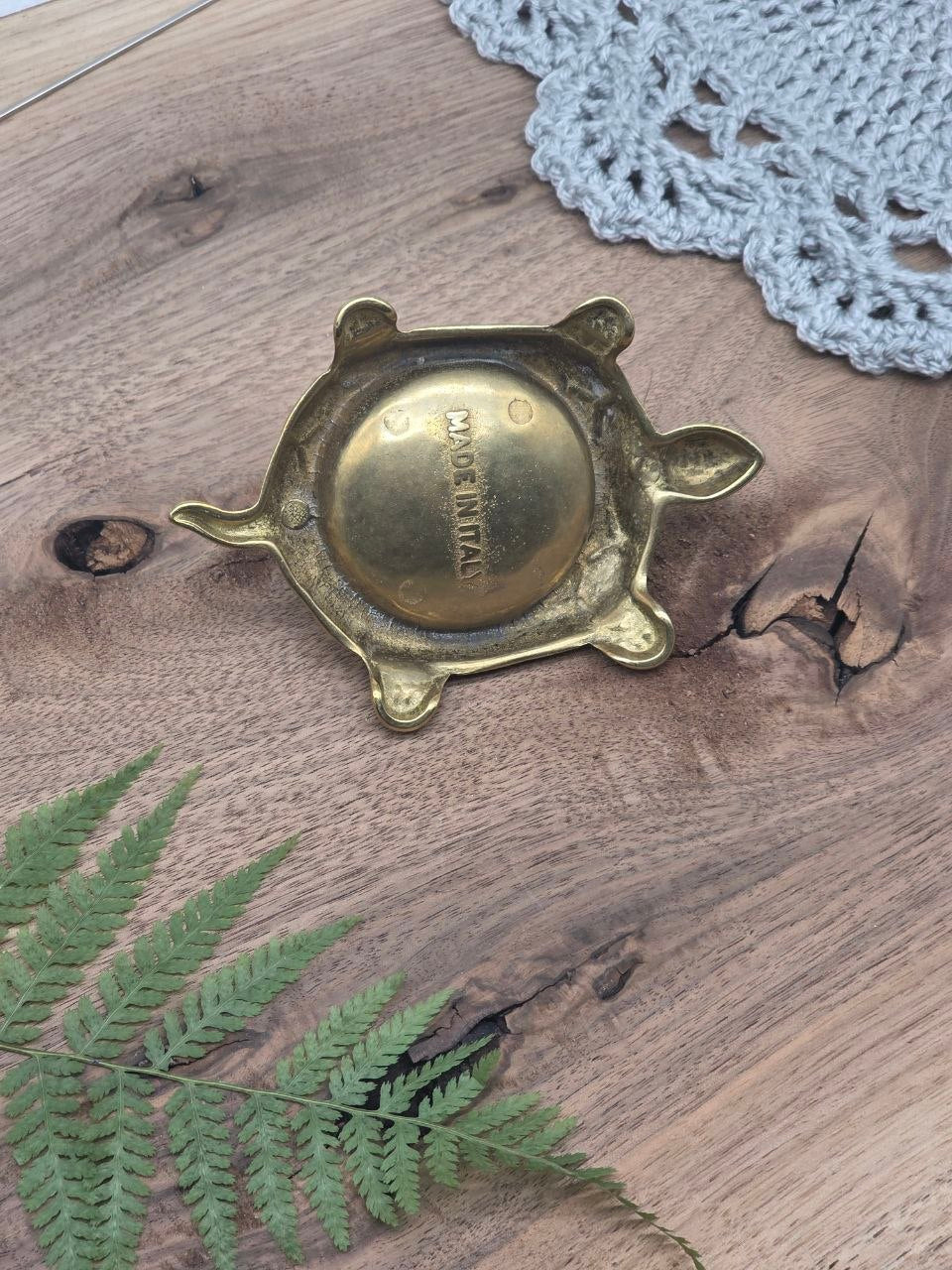 Italian Brass Pin Cushion Turtle – 10.5 × 7.5 × 4 cm
