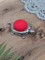 Italian Silver-Plated Turtle Pin Cushion – 10.5 × 7.5 × 4 cm