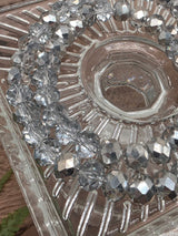 Faceted Glass Rondelle Beads – Silver Mirage
