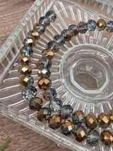 Faceted Glass Rondelle Beads 8 mm – Smoky Bronze Mix