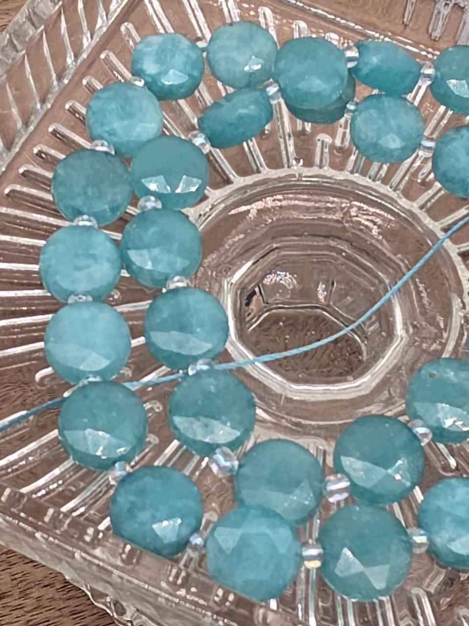 Natural Amazonite Faceted Coin Beads 10×5 mm