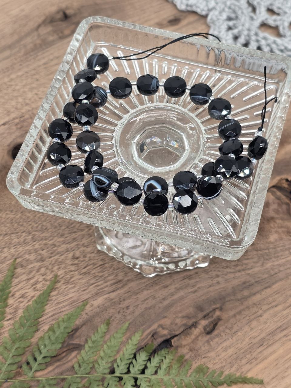 Natural Black Banded Agate Faceted Coin Beads 10×5 mm