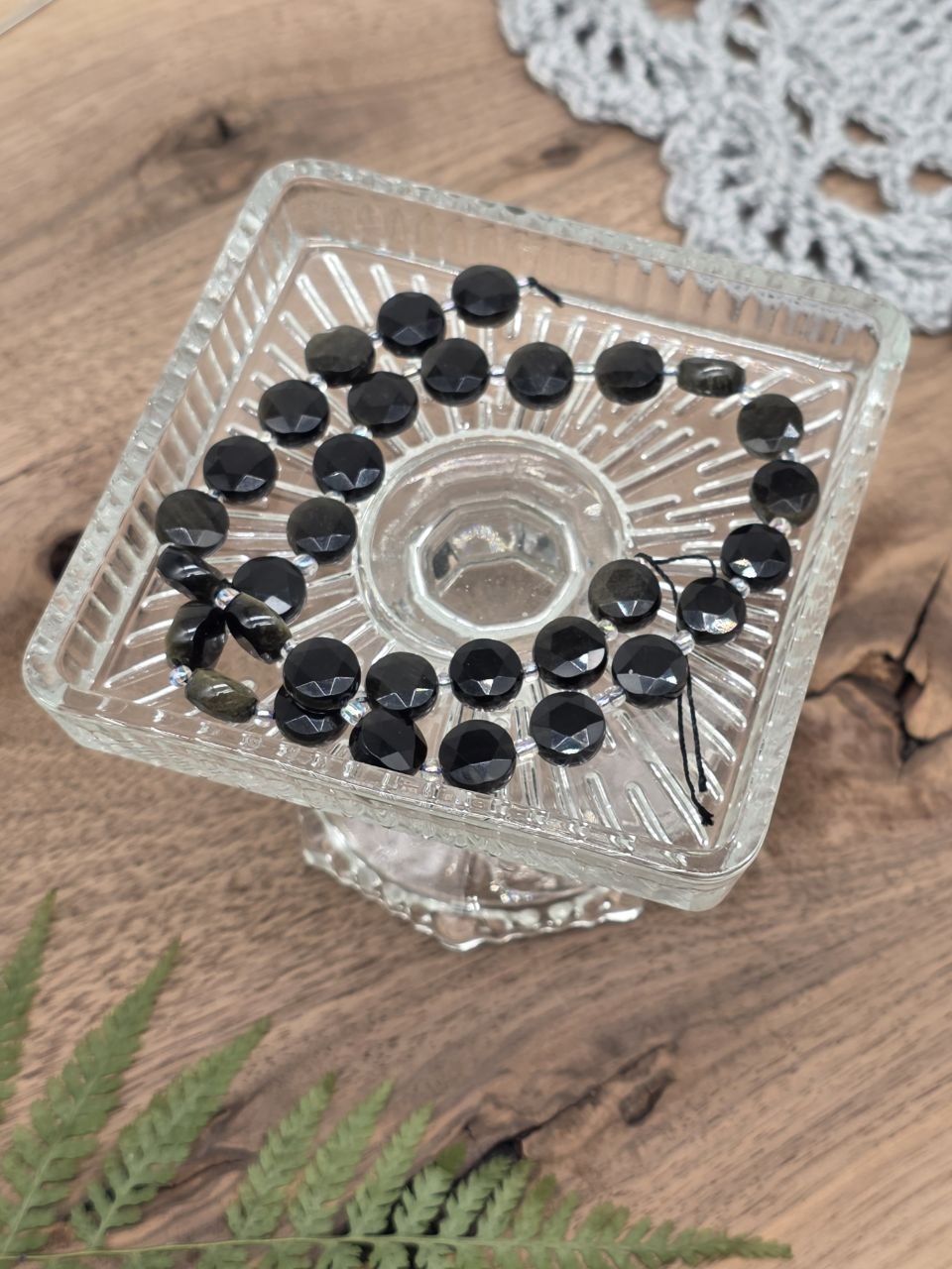 Natural Black Obsidian Faceted Coin Beads 10×5 mm