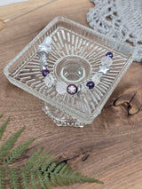 Czech Squared Kiwi Glass Beads | Silver TCB