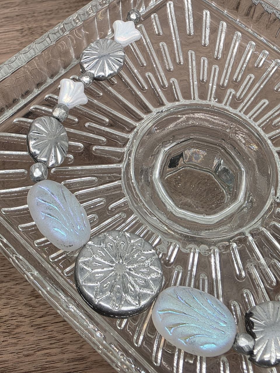 Czech Origami Glass Beads | Silver Finish | Designer Pressed Glass Beads