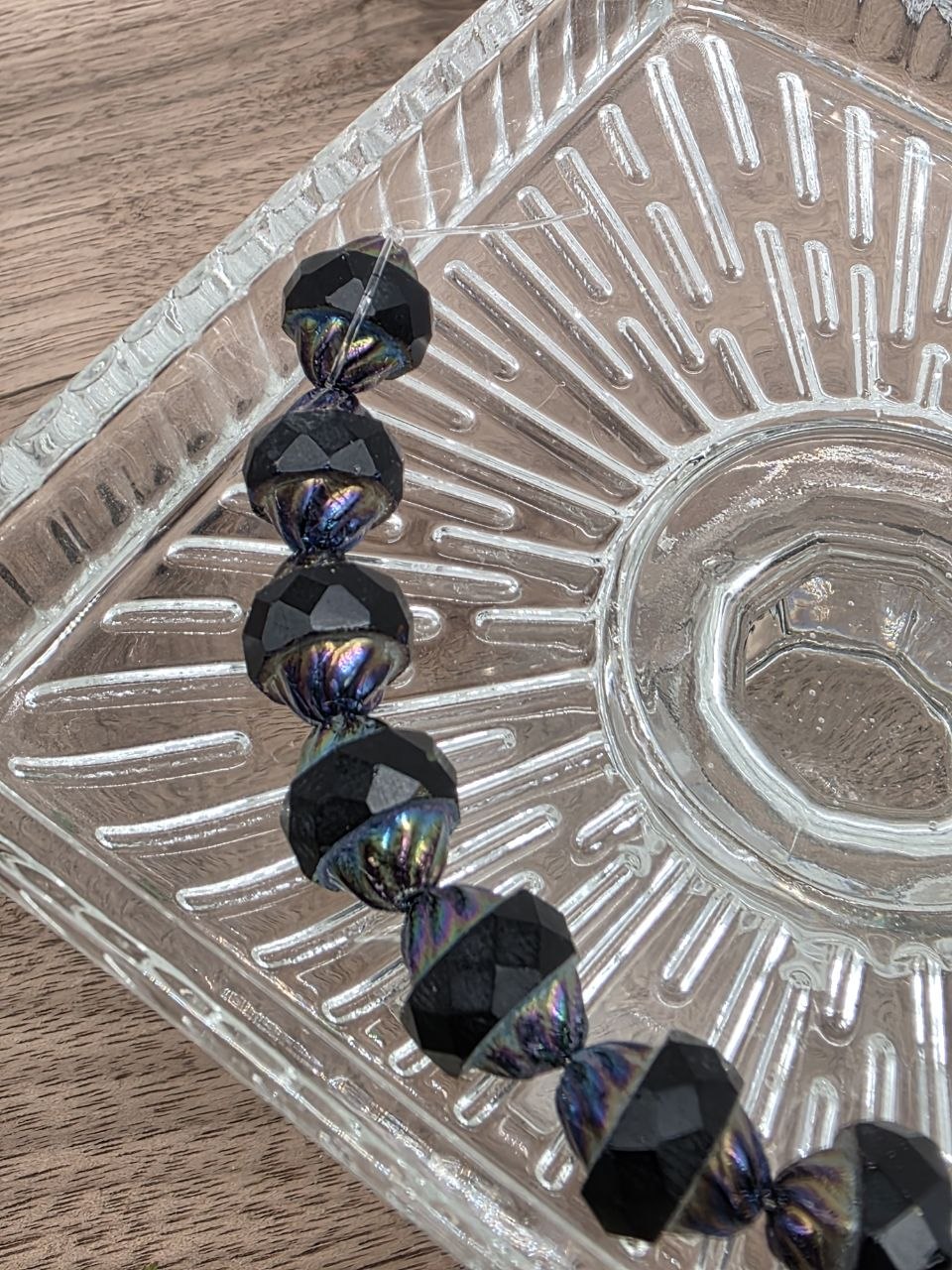 Czech Fire Polished Cathedral Beads | 6 × 6 mm | Black Purple | 30 Beads