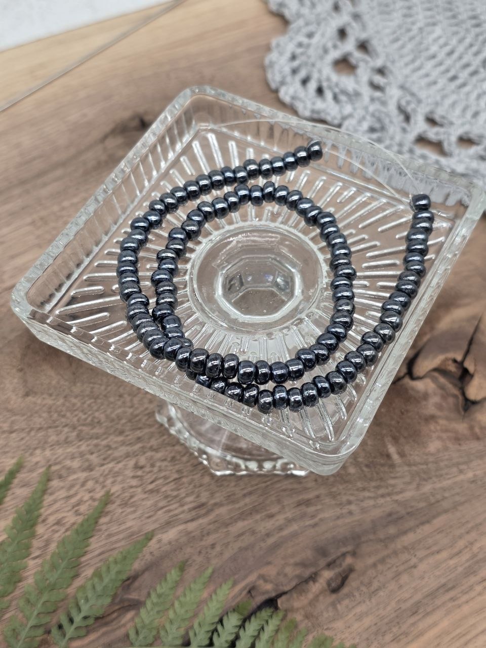 Glass Rondelle Beads – Metallic Hematite – 6 mm – Approx. 100 pcs